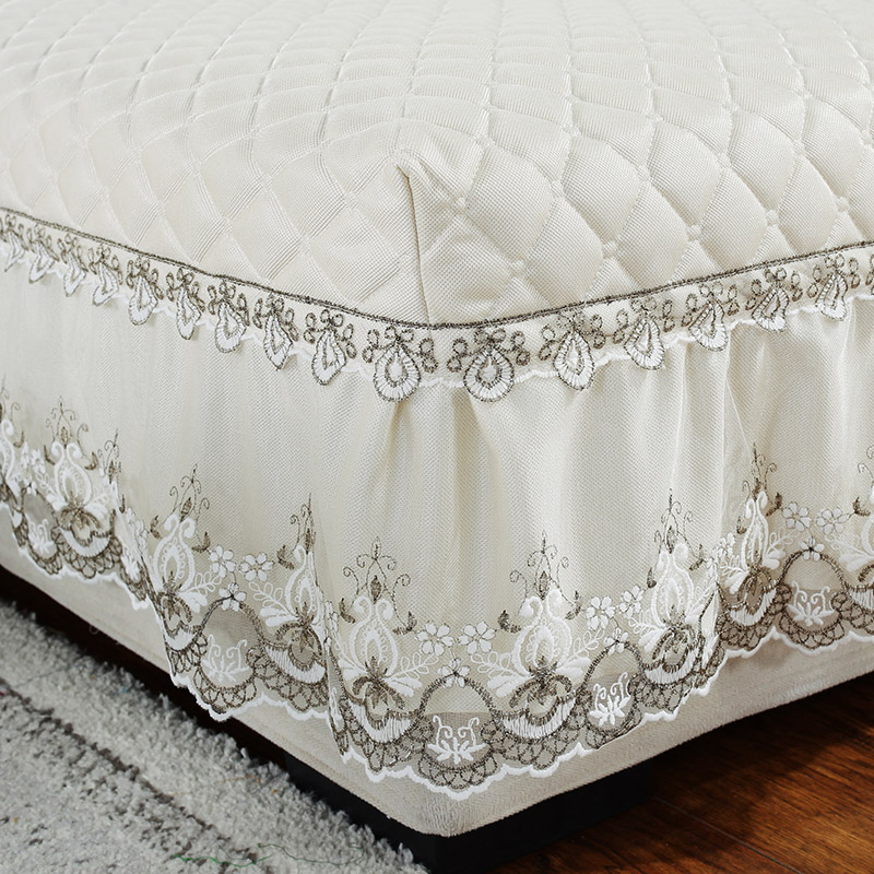 高档纯色沙发垫布艺纯色米白四季通用透气欧式裙摆防滑垫套罩定做