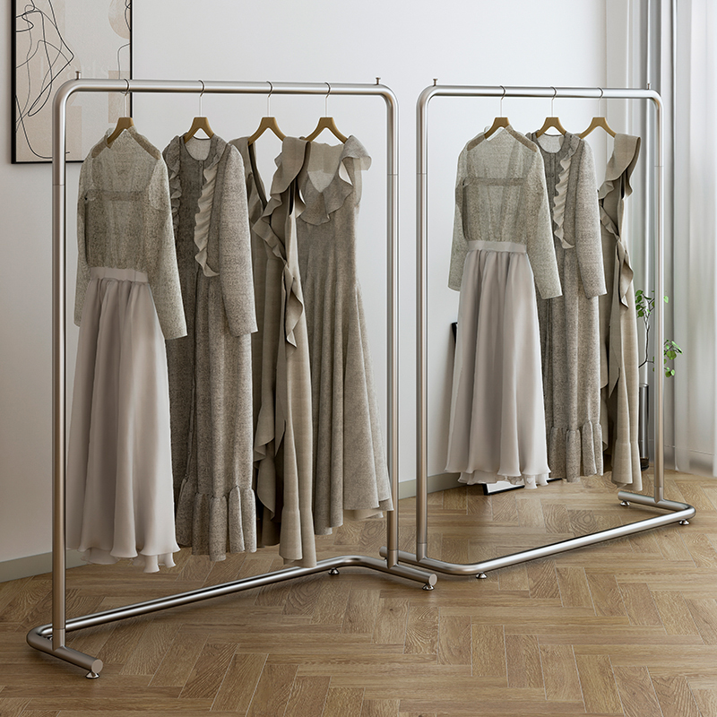 不锈钢多功能晾衣架落地户外家用阳台卧室挂衣架晒被晾衣单杆水管