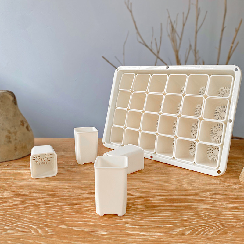 3.5口盆 暖白色迷你多肉小花盆塑料拇指盆多肉专用盆生石花肉锥盆