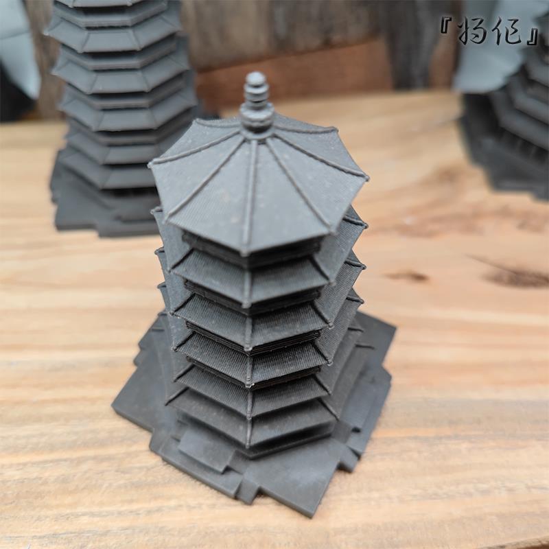 将作手造水泥摆件鱼缸造景应县木塔释迦塔古建筑沙盘微景观