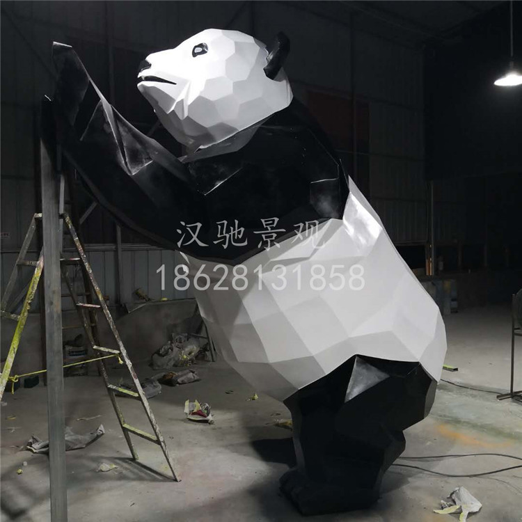 公司商业美陈活动春熙路方块熊猫玻璃钢雕塑 玻璃钢熊猫雕塑