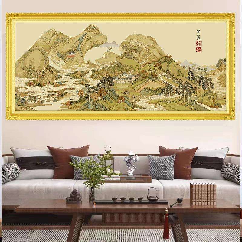 步步登高十字绣2024新款岁华纪胜图线绣中国风山水客厅手工自己绣