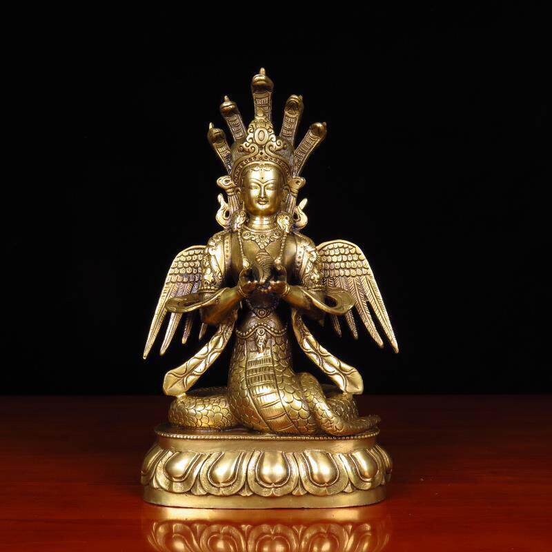 纯铜龙树菩萨摆件女娲铜像密宗藏佛龙树佛母像家居工艺品摆设