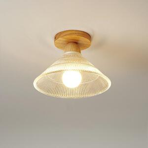 过道灯北欧原木风走廊灯新款网红入户玄关吸顶灯玻璃木艺阳台灯具