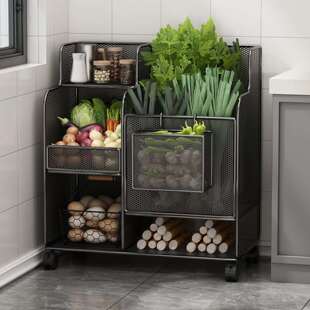 厨房蔬菜置物架放菜篮子多层落地水果收纳筐可移动葱姜蒜收纳