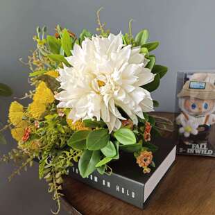 仿真假花轻奢大丽花牡丹手札花束家居婚庆手捧花束