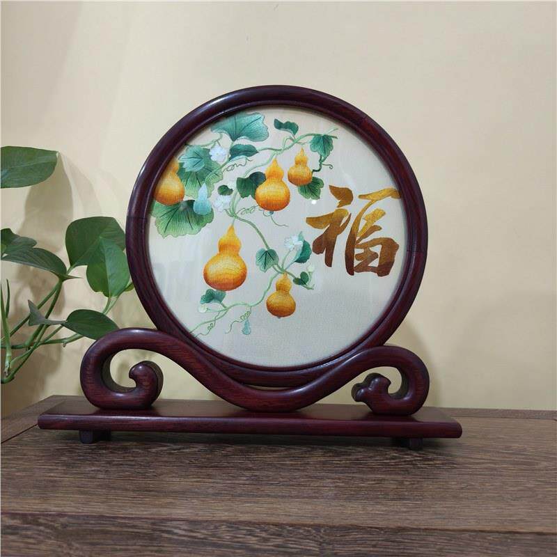 苏绣双面刺绣工艺品纯手工刺绣高颜值玄关台屏摆件工艺品送礼国风