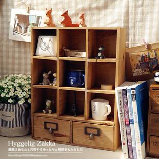 ZAKKA杂货铺热卖复古创意家居木制办公收纳陈列柜九格双抽屉0182