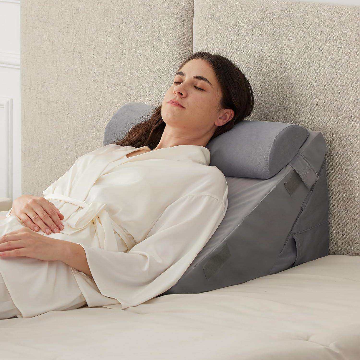 防反酸反流楔形枕头床头记忆海绵可调节三件套床上用护理老人靠垫