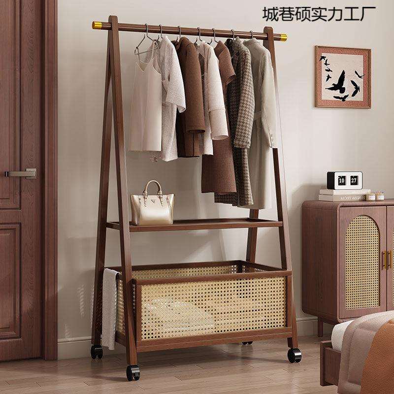衣架落地卧室家用挂衣架非实木次净衣帽架简易中古衣服架子置物架