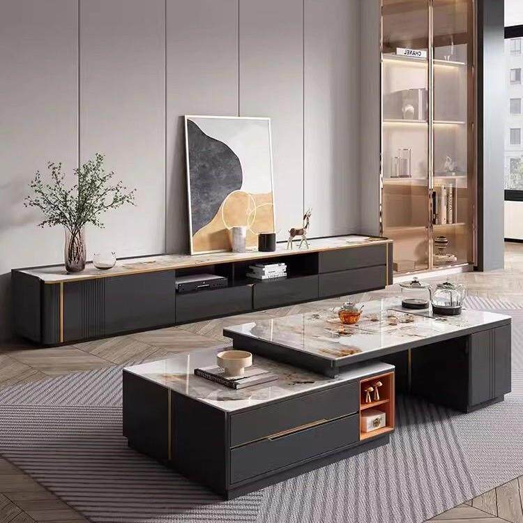 新款泡茶岩板茶几高级茶台一体轻奢高端现代家用客厅桌电视柜组合