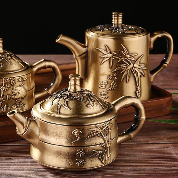 中式家用铜壶拉丝山水壶竹报平安手提壶精雕刻花竹节水壶古玩摆件,畜牧/养殖物资,畜牧/养殖器械,淘宝优惠券,粉丝福利购,淘宝优惠卷