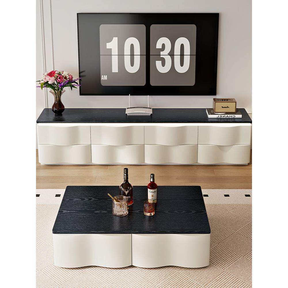 落地电视柜客厅2026新款收纳储物柜一体实木岩板茶几电视柜组合