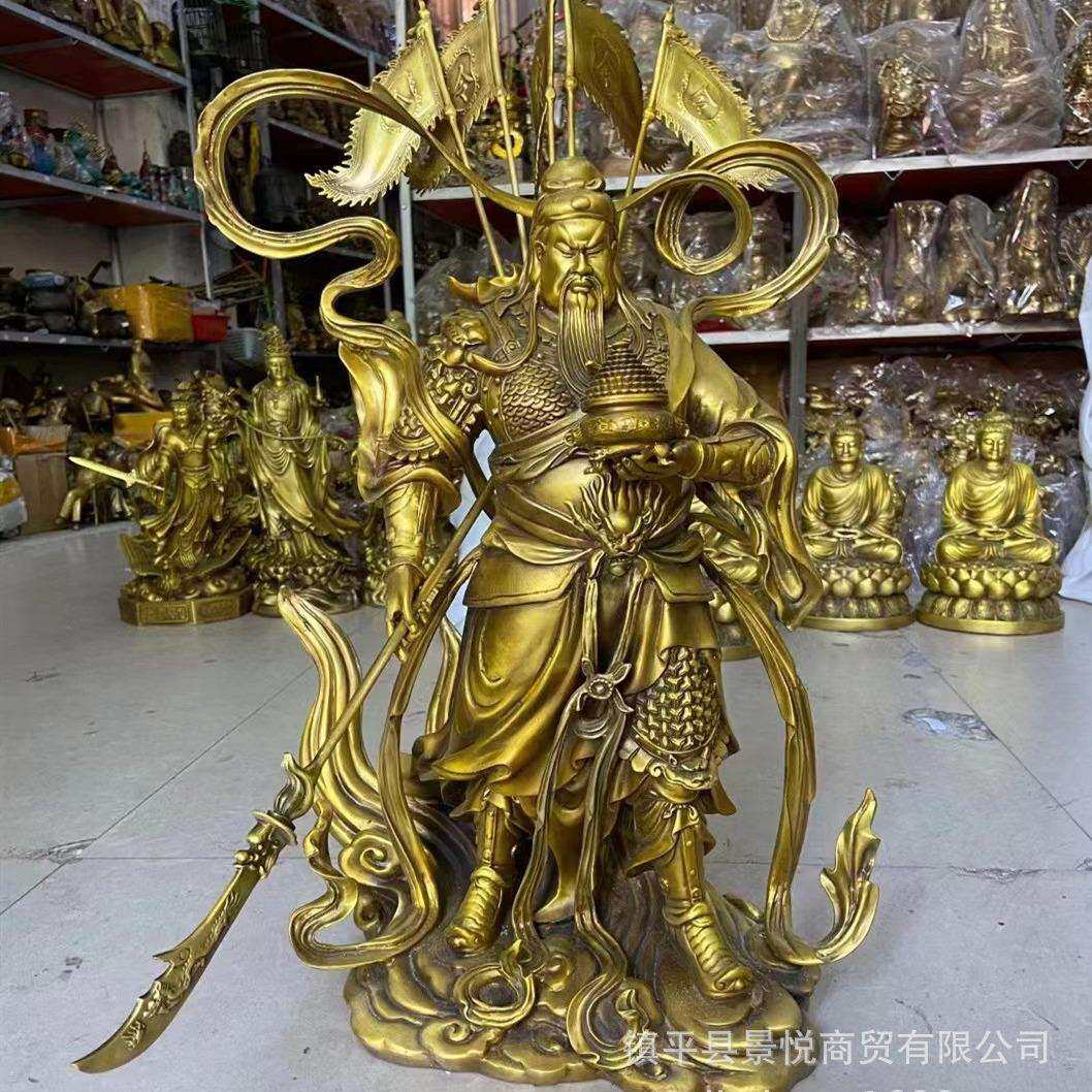 铜关公摆件武财神精工人物新飘带九龙关公聚宝盆关公工艺品