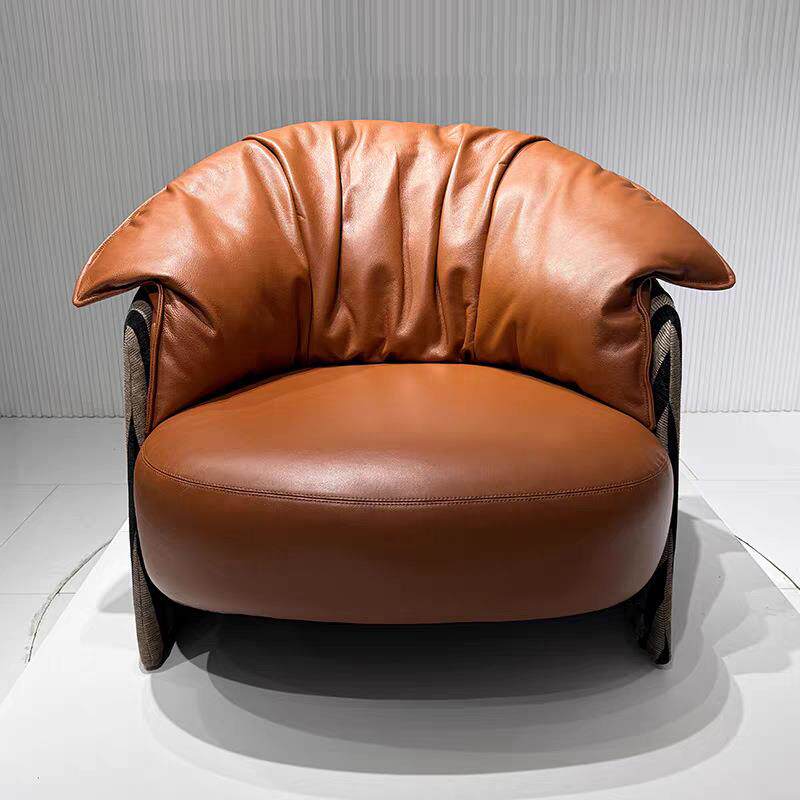 新款单人沙发椅阳台卧室布艺皮艺休闲椅设计师款沙发洽谈接待沙发