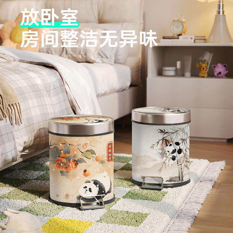 脚踩带盖垃圾桶大容量家用客厅厨房高颜值可爱熊猫卡通垃圾筒脚踏