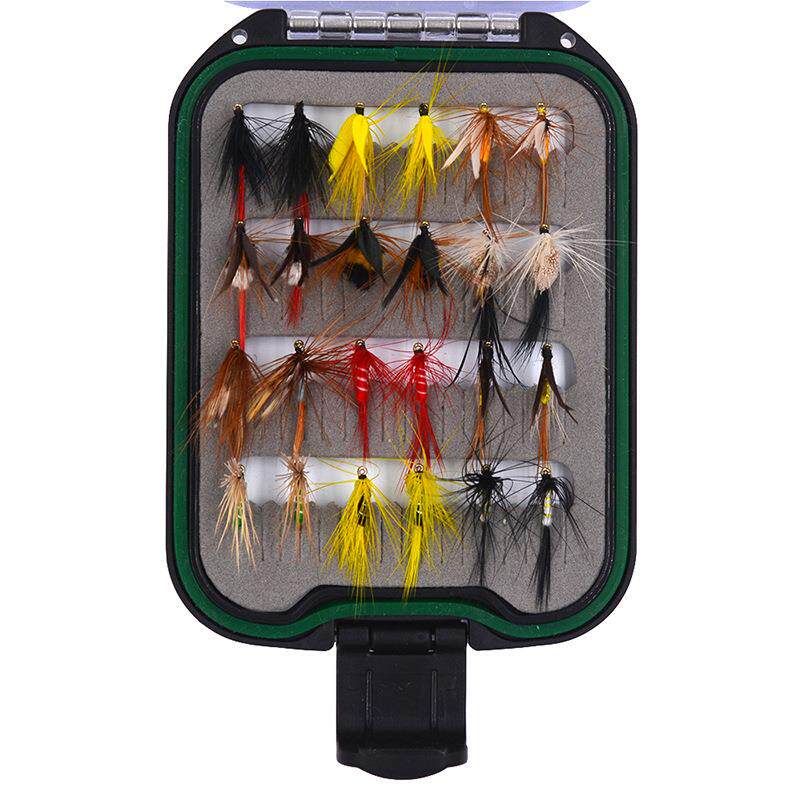 16#48pcs飞蝇钩套装盒装飞蝇钓苍蝇钩路亚假饵毛钩手工绑制