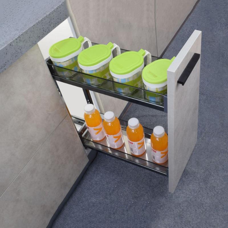 厨房底装调料调味拉篮窄柜抽屉式极窄小尺寸柜内抽拉式置物收纳架