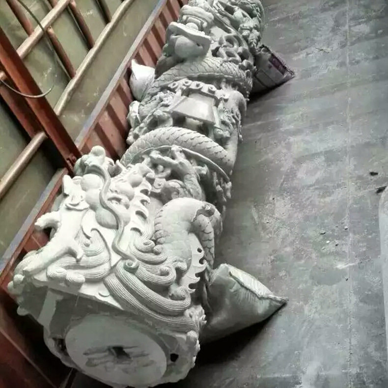 厂家直销石雕花岗岩龙柱 广场石雕龙柱九 公园广场浮雕石柱子