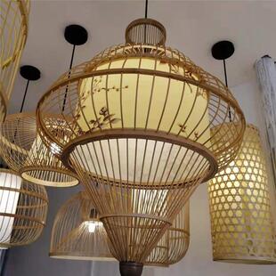 竹艺灯笼火锅料理手工编织日式灯具民宿农家乐竹艺吊灯直销