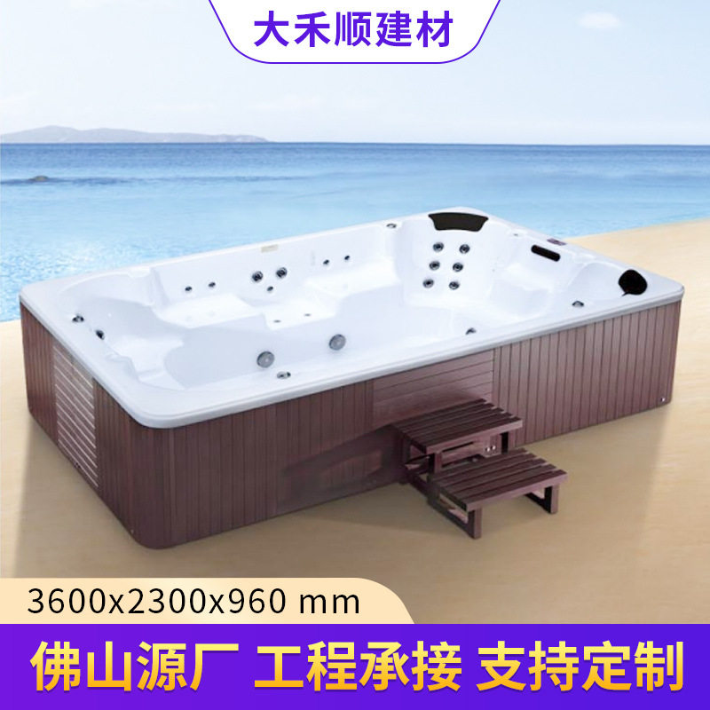 别墅户外浴缸亚克力恒温按摩大浴缸花园户外水疗冲浪气泡浴池图片