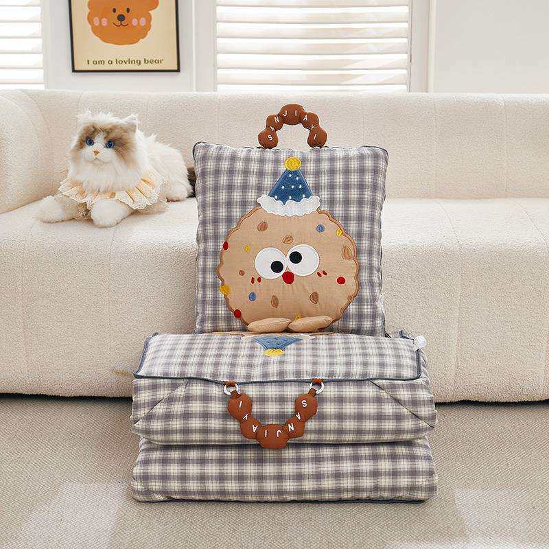 手提全棉抱枕被二合一两用抱枕被子纯棉车载靠垫办公室午休被子