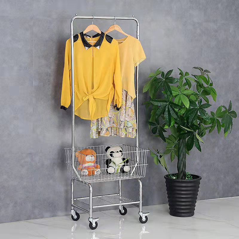 服装店衣架展示架移动伸缩折叠龙门架带轮单杠双杠落地中岛侧挂架