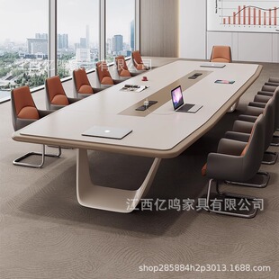 总裁办公大型会议室开会烤漆会议桌长桌简约现代办公室洽谈会议桌