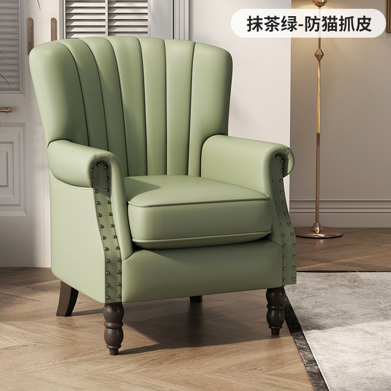 美式单人绒布沙发简约复古条纹懒人椅居家阳台皮沙发椅网红小沙发