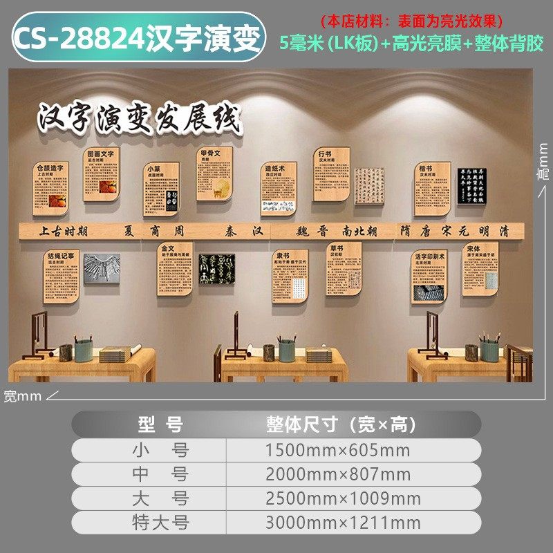 书法培训机构教室环创布置墙面装饰画汉字演变发展历程文化墙贴纸,家居饰品,文化墙贴,淘宝优惠券,粉丝福利购,淘宝优惠卷