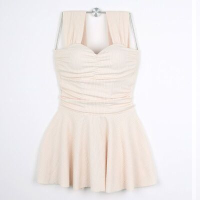 跨境 游泳衣女保守连体裙式遮肚显瘦性感韩国ins仙女温泉泳装