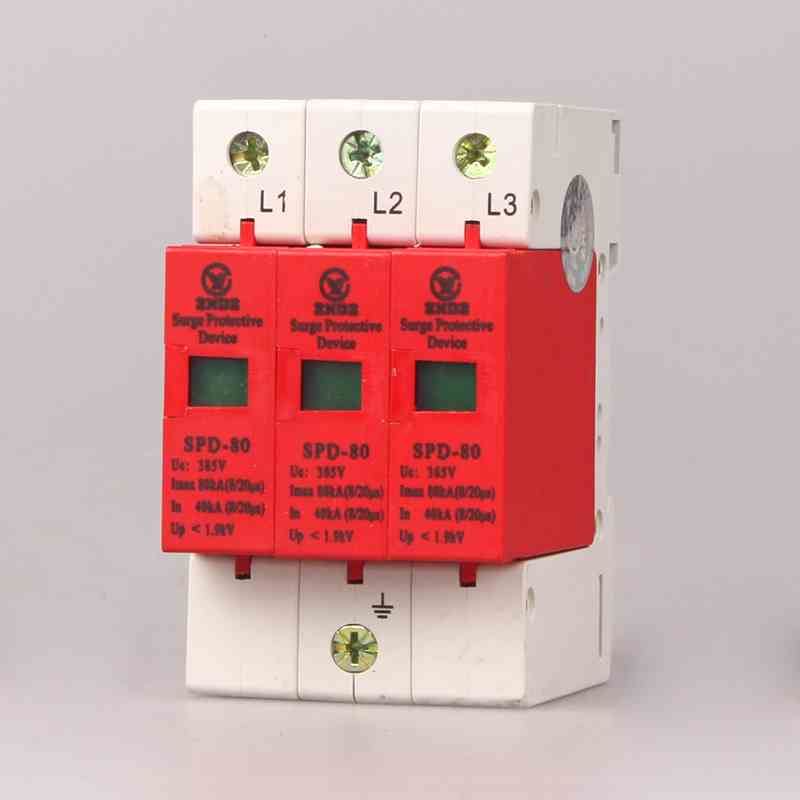 中厦浪涌家用防雷击避雷器开关电涌/泳保护器SPD80KA3P3极220vB级