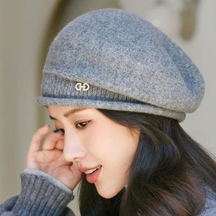季 堆堆百搭舒适帽贝雷帽子女秋冬子时尚 针织帽保暖中老年毛线帽