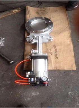 凸耳气动刀闸阀 PZ673F-16P 气动明杆刀型闸阀 可配多种气源配件