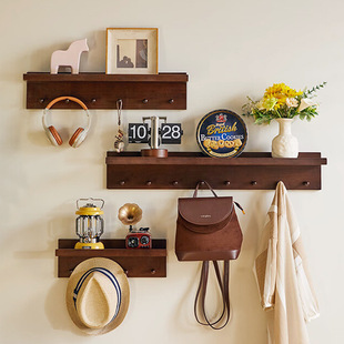 批发墙上置物架带挂钩墙壁实木一字板客厅厕所墙面壁挂木质隔板免