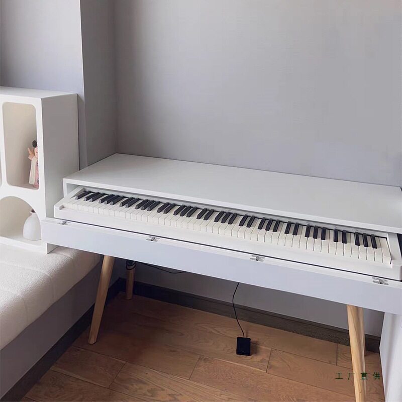 全实木白钢琴工作台录音棚调音桌