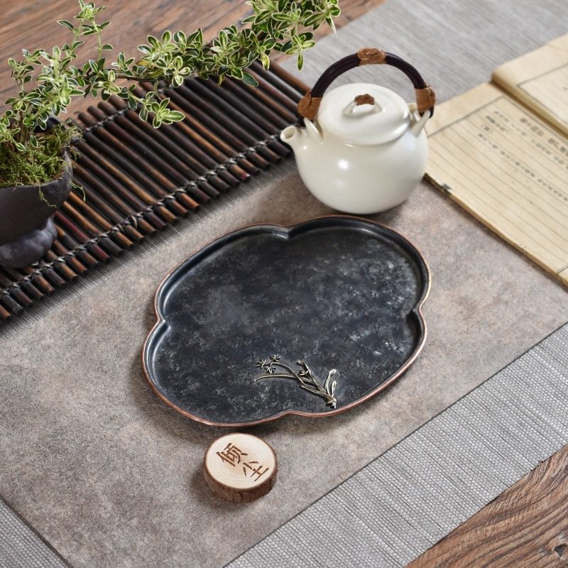 老锡海棠扁茶盘 铜兰花草 锡壶垫 做旧壶承 高端茶道零配,鲜花速递/花卉仿真/绿植园艺,其它园艺用品,淘宝优惠券,粉丝福利购,淘宝优惠卷