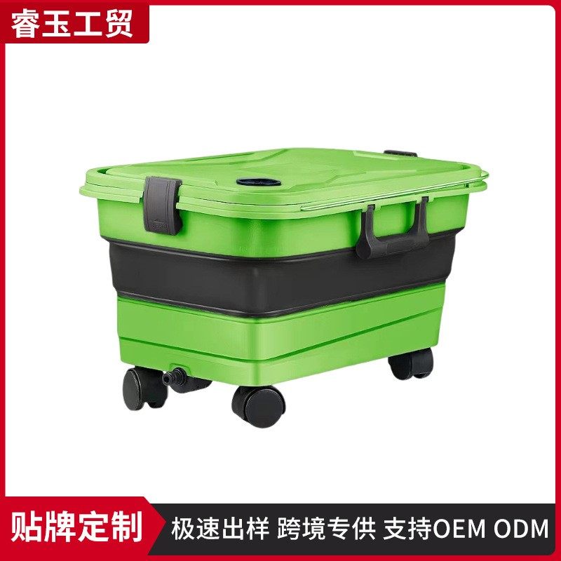 跨境爆款新款充电洗车水箱折叠抽拉水桶便携式工具洗车水枪带拖轮