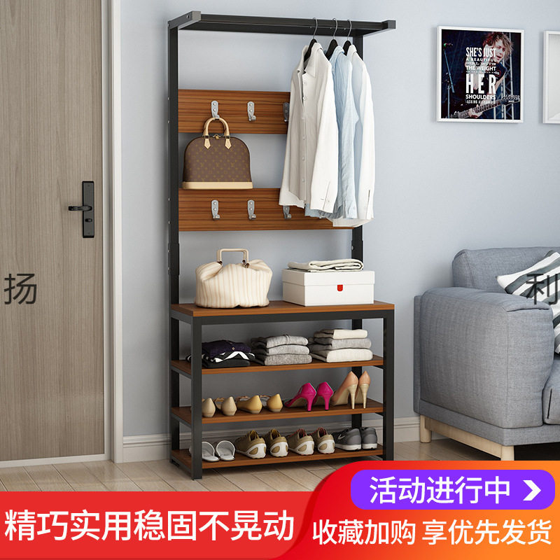 简易客厅衣服架子落地衣帽架鞋架组合衣架换鞋凳门厅柜鞋柜衣帽柜