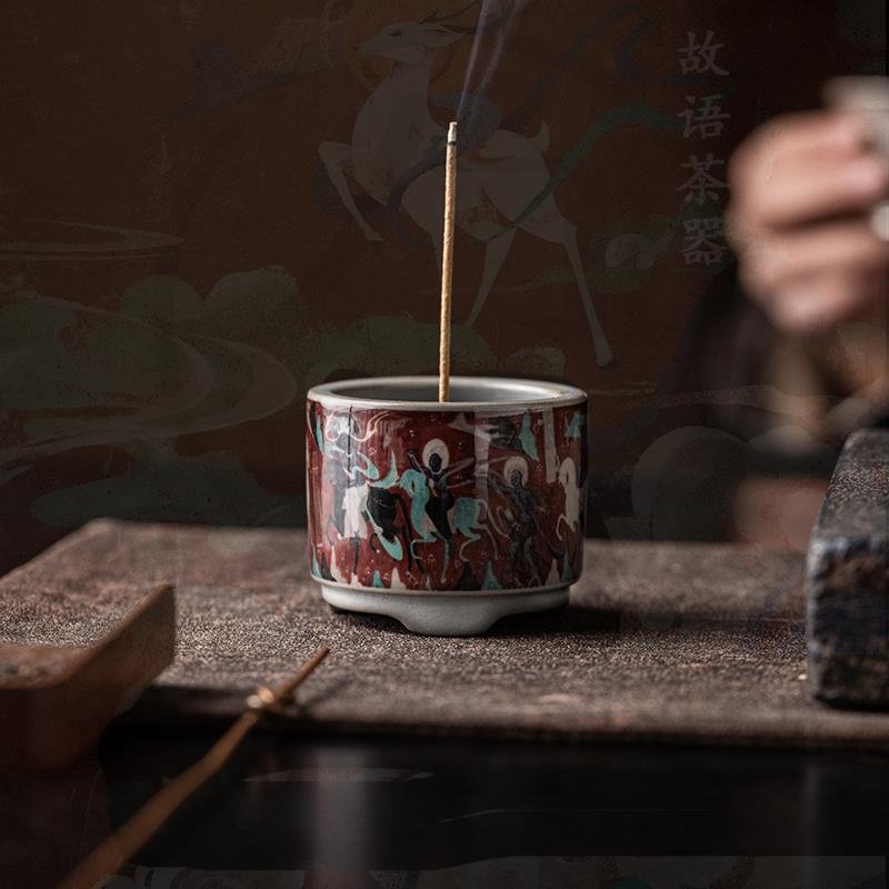 国潮新款鹿王中国插文创陶瓷香国潮风九色鹿本生线香《》配件茶道