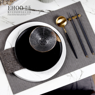 新中式 创意软装 餐具套装 样板房间餐具陶瓷餐盘西式 餐桌摆件刀叉勺