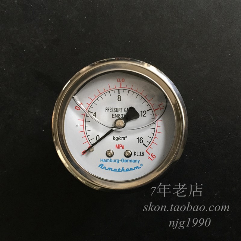 不锈钢耐震YN60Z轴向无边1.6MPA压力表16KG油压表双刻度M14*1.5
