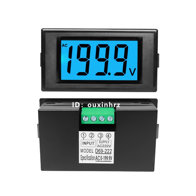 0-36v110v600v交流数显电压表LCD数字显示表头AC220V电源D69-222