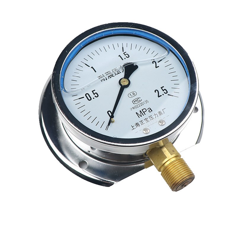 船用防震压力表YN100T耐震径向带后边压力表 气压水压油压蒸汽