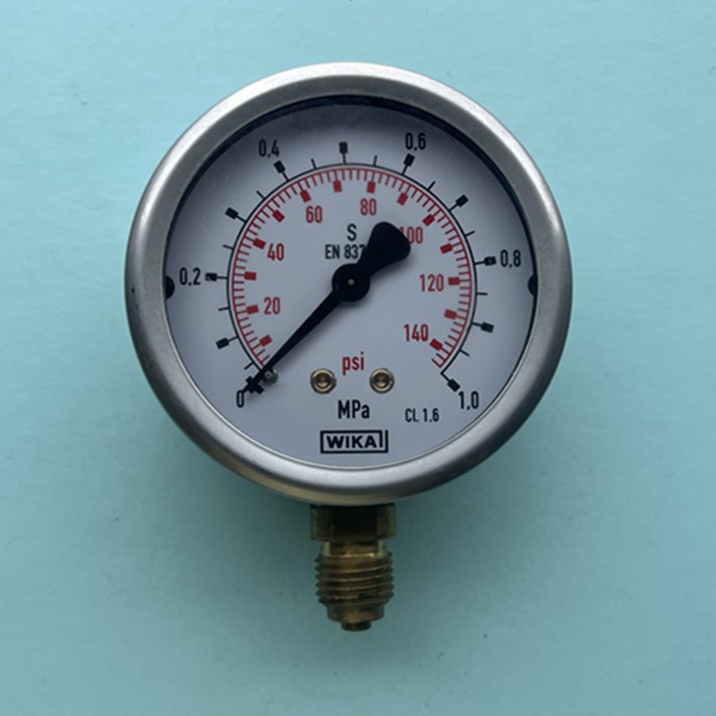 YN60耐震压力表10bar防震油压表1mpa液压气压径向三色表140psi1/4