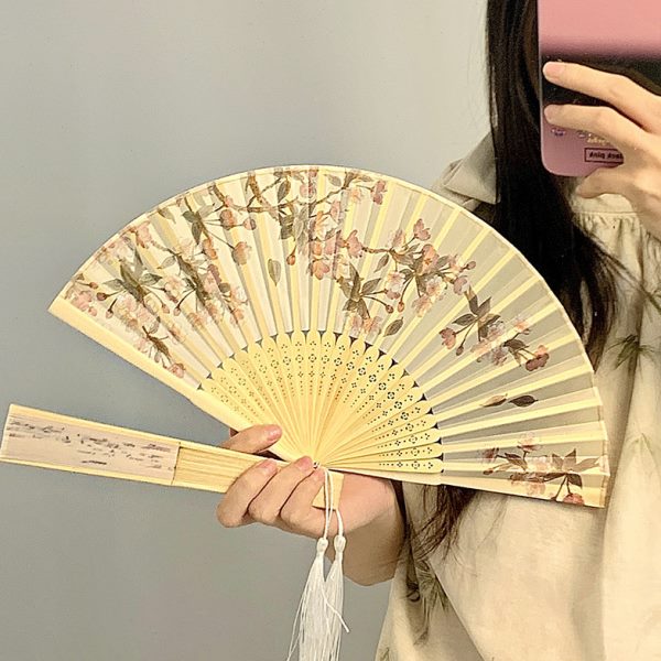 夏天便携旗袍折扇古风舞蹈扇子随身新中式折叠扇汉服女中国风拍照