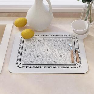 复古风厨房台面沥水垫硅藻泥吸水垫吧台碗盆隔热垫卫生间洗手台垫