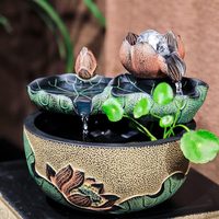噴泉?jiǎng)?chuàng)意桌面水景水漢中國(guó)風(fēng)堂荷花循環(huán)書(shū)房茶室中式流水?dāng)[件韻