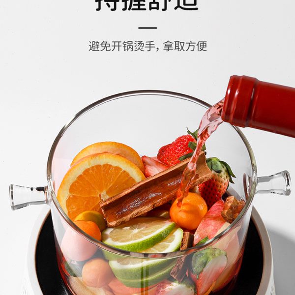 热火耐高温泡面煮茶壶玻璃透明锅高明电陶炉红酒炖锅煮锅围炉硼硅