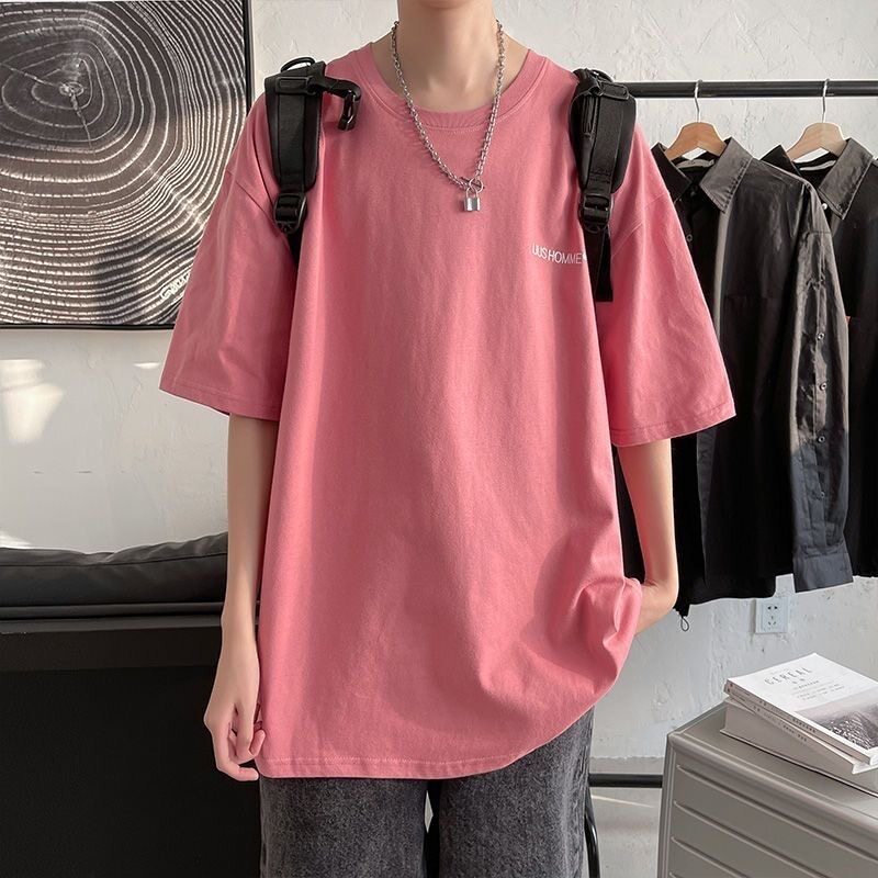 夏季五分袖女装潮流潮牌韩版学生上衣港风t恤男宽松衣服女生短袖